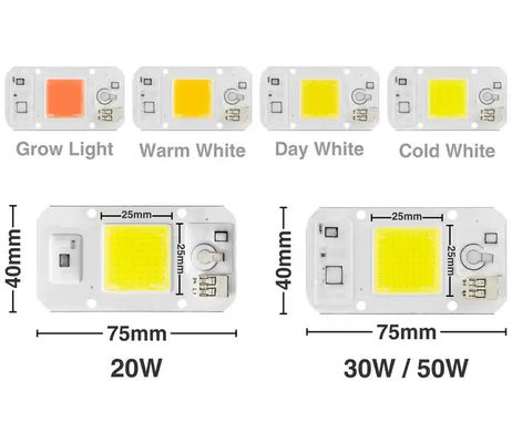 النباتات البيضاء الدافئة COB الطاقة LED 20W 50W الضوء العالي للنمو