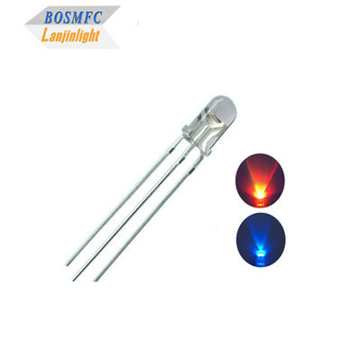 1.8V-2.4V ثنائي الألوان LED Diode 5mm من خلال الثقب الأحمر الأزرق اللون الساطع العالي