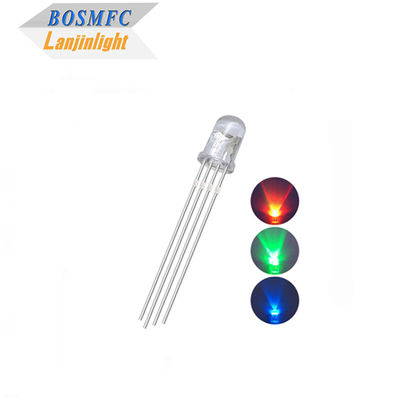 4 دبوسات RGB LED 5mm من خلال الثقب 0.06W ، عادي عازل المياه صافية العدسة F5 ثلاثي الألوان LED
